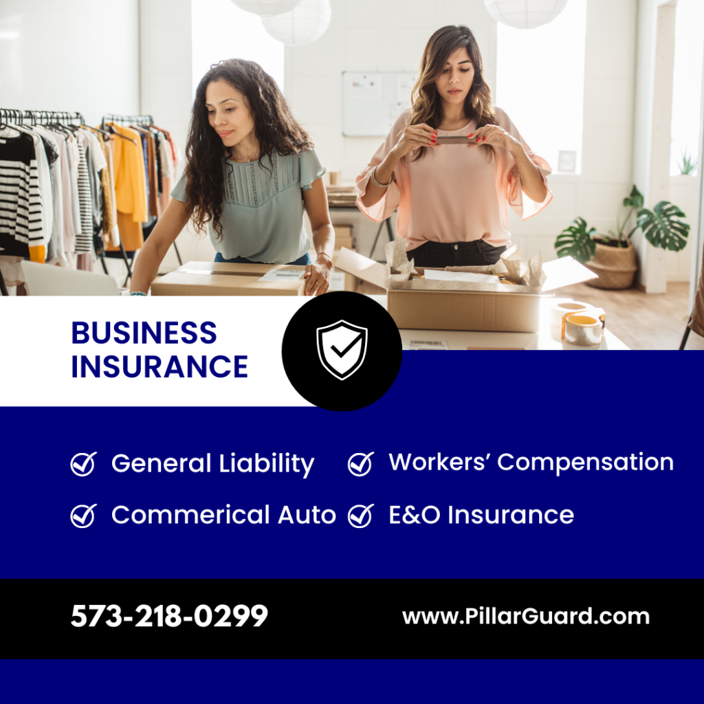 Business Insurance in Farmington MO - General Liability, Workers' Compensation, Commercial Auto, and E&O Insurance by Pillar Guard Insurance.